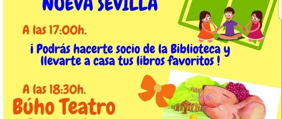 Cartel Biblioteca visita Nueva Sevilla