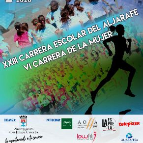 Cartel XXIII Carrera Escolar del Aljarafe y VI Carrera de la Mujer 2020