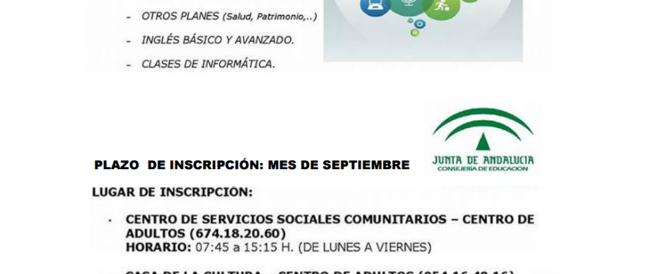 cartel Centro Adultos Septiembre