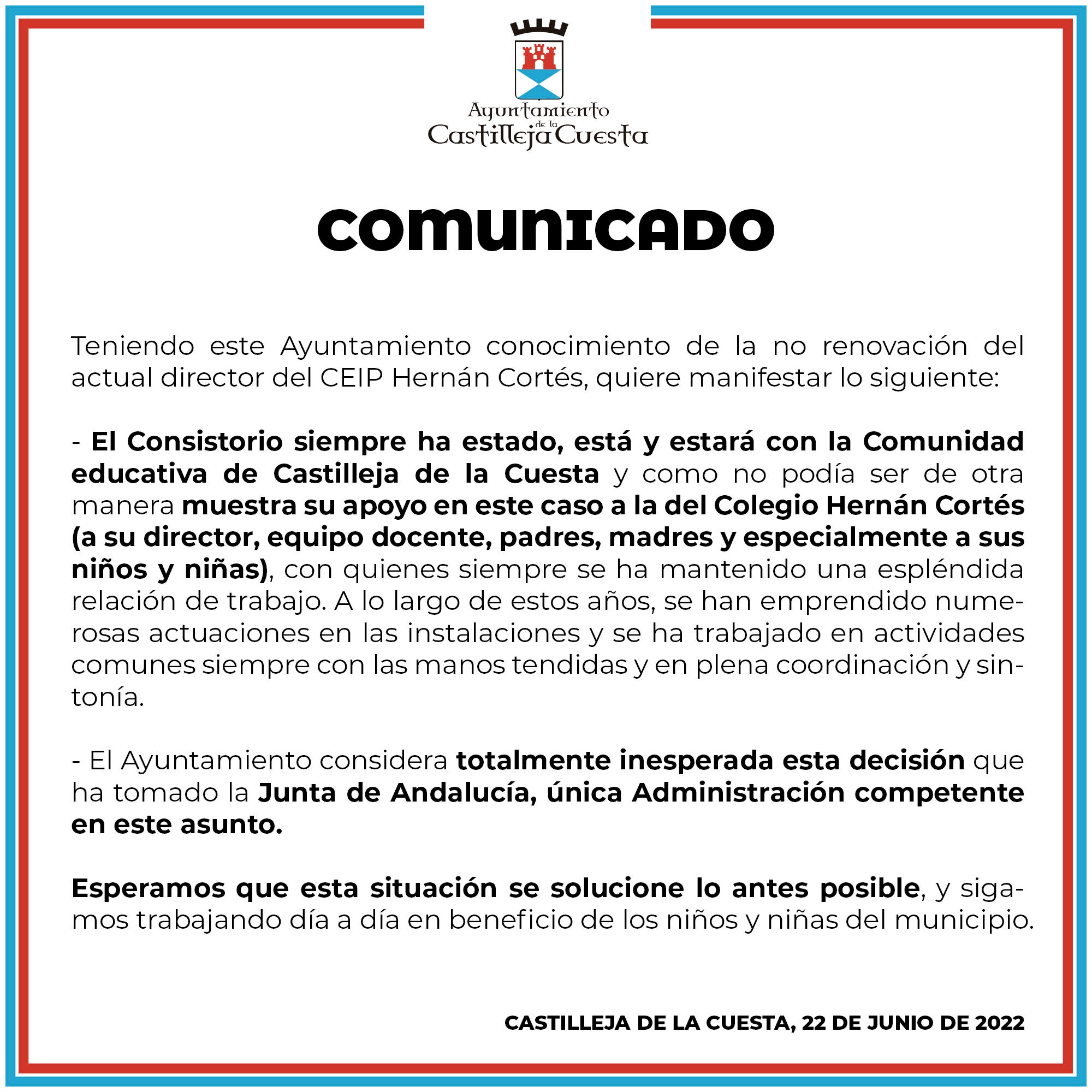 comunicado HERNÁN CORTÉS